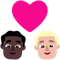 Couple with Heart- Man- Man- Dark Skin Tone- Medium-Light Skin Tone emoji on Microsoft